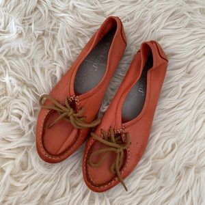 Citylead genuine leather orange women’s loafers, size 37